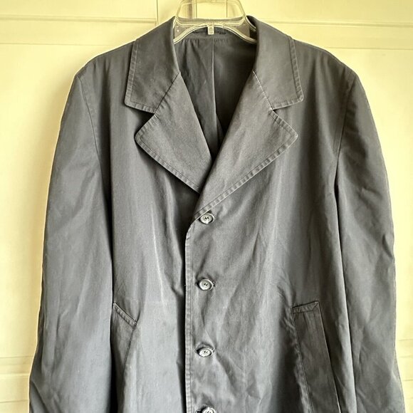 Vintage London Fog Mens Blue Overcoat Maincoat Trenchcoat Size 42 Regular - Picture 8 of 8